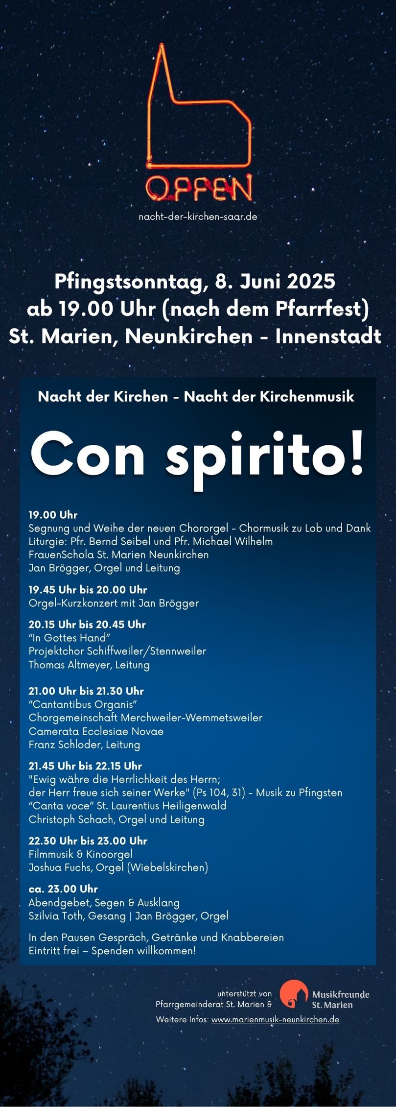 Plakat Chororgelsegnung und Nacht der Kirchen 2025